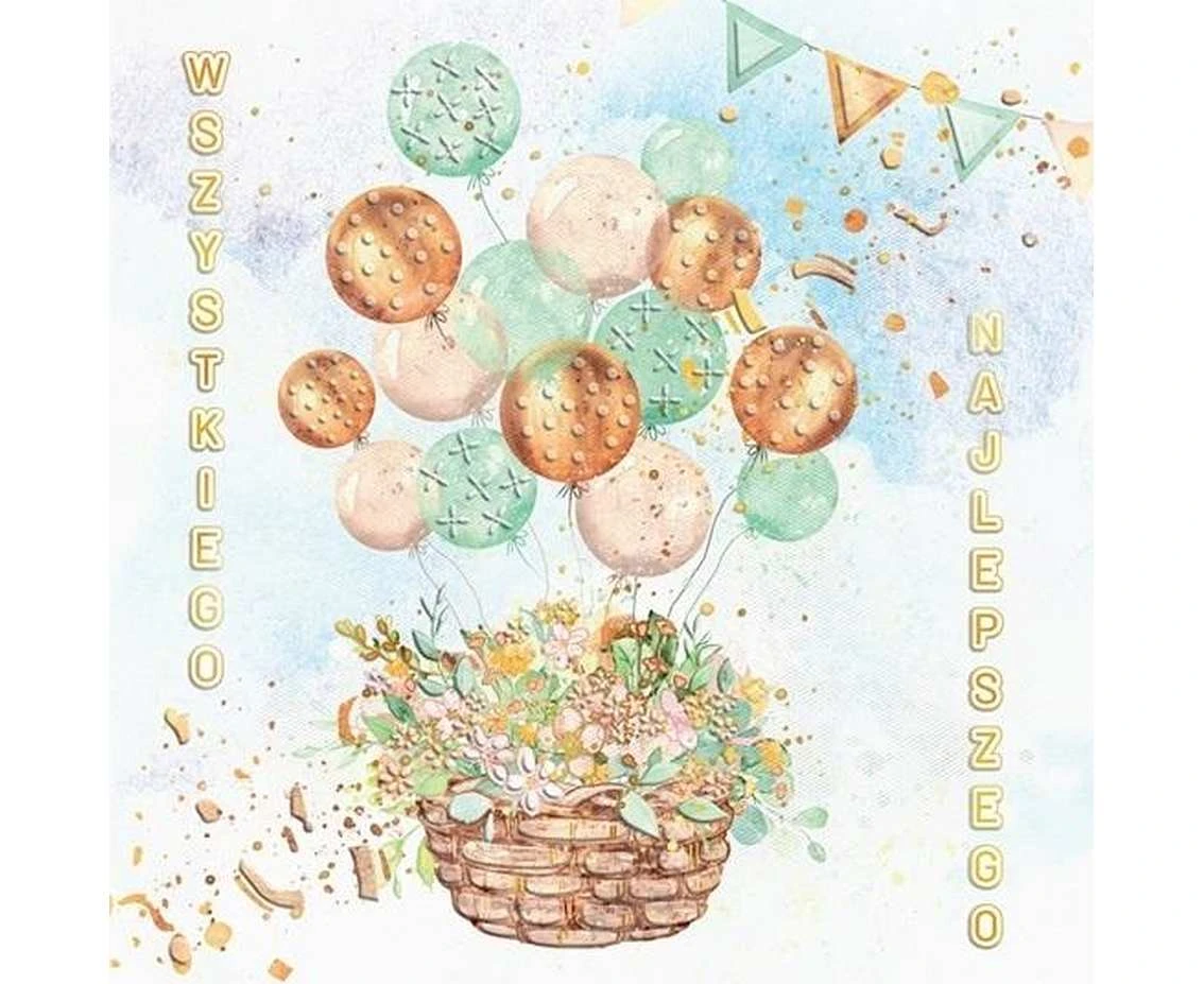 Greeting card Card KW BASKET WITH BALLOONS, 1 pc.